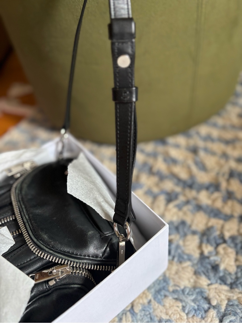 Alexander Wang Black Leather Crossbody Mini Bag with Silver Hardware - Picture 9 of 10